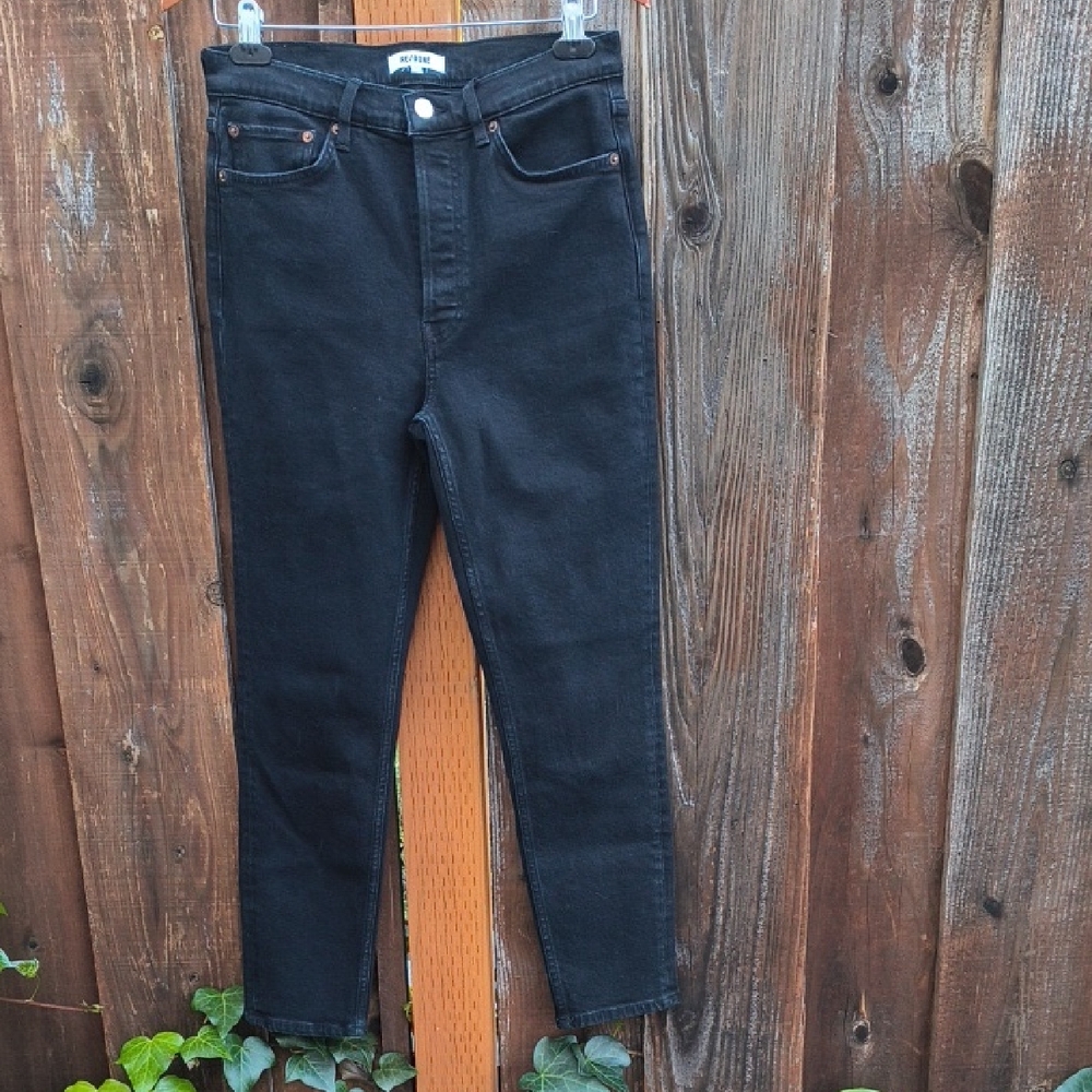 RE/DONE 90s High-Rise Ankle-Crop Jeans Stoned Noir Size 29